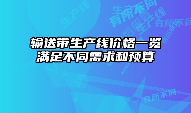輸送帶生產線價格一覽滿足不同需求和預算